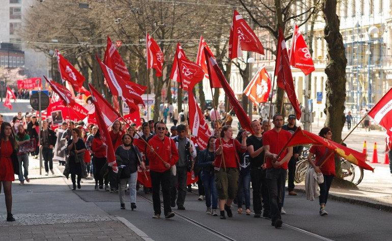 Members of CWI in Sweeden marching on Mayday 2013