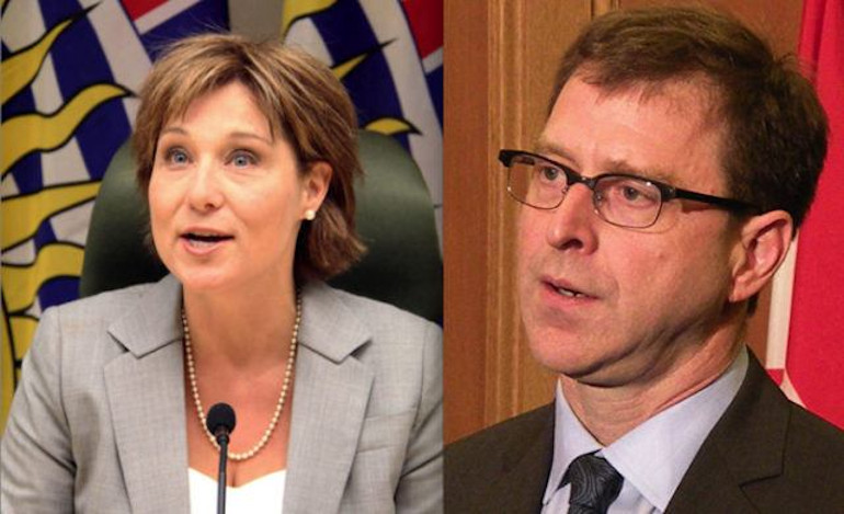 BC Premier Christy Clark and the opposition leader Adrian Dix of the BC NDP