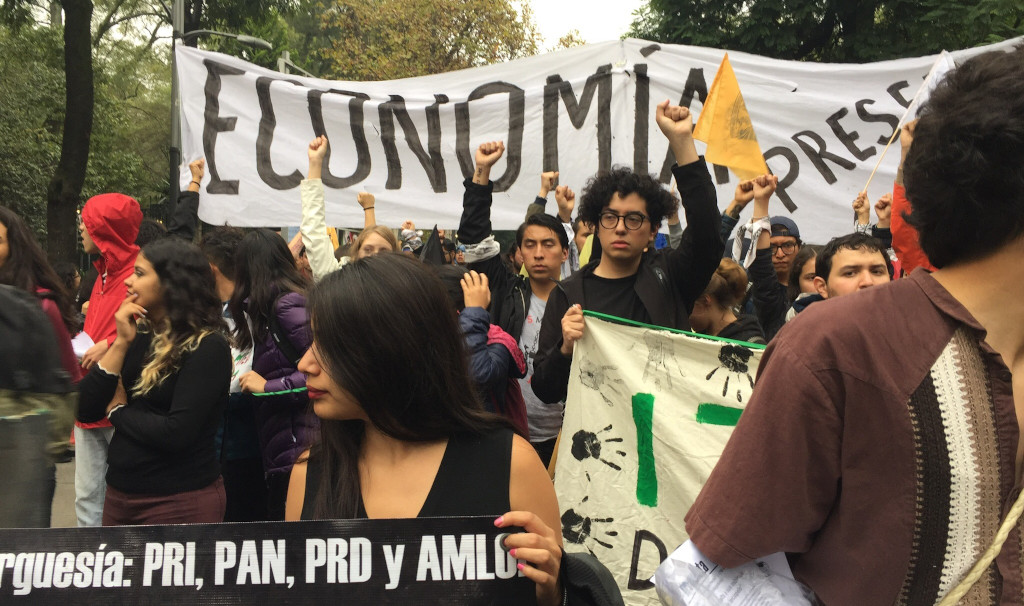 Student protesters in Mexico City
