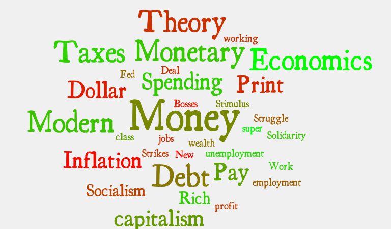 Word cloud of economic terms including MMT