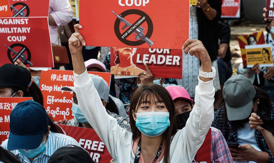 Pro-democracy demonstrators in Myanmar