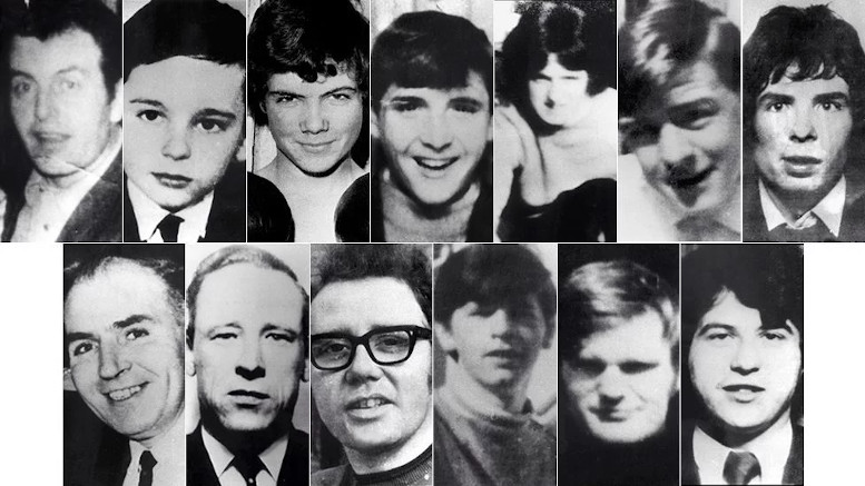 composite photo of irish civil rights protesters gunned down by british army on bloody sunday, 1972
